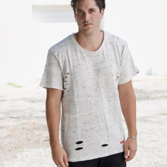 NWT French Melange Rip Tee by VANDAL COLLECTIVE, L - Picture 1 of 8